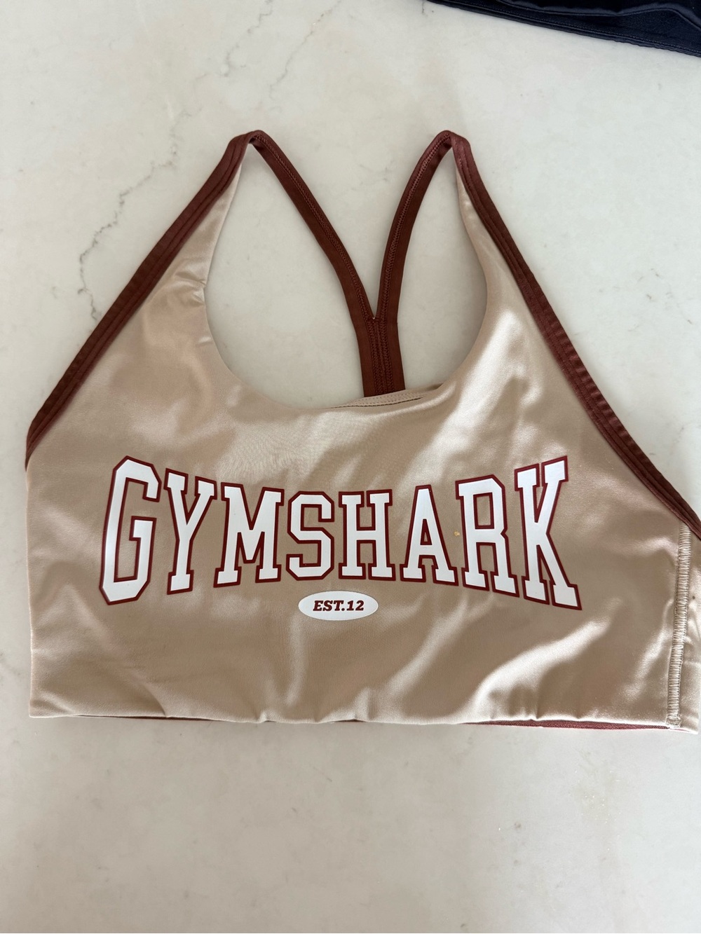 Gymshark Women's Beige Brown Logo workout Top